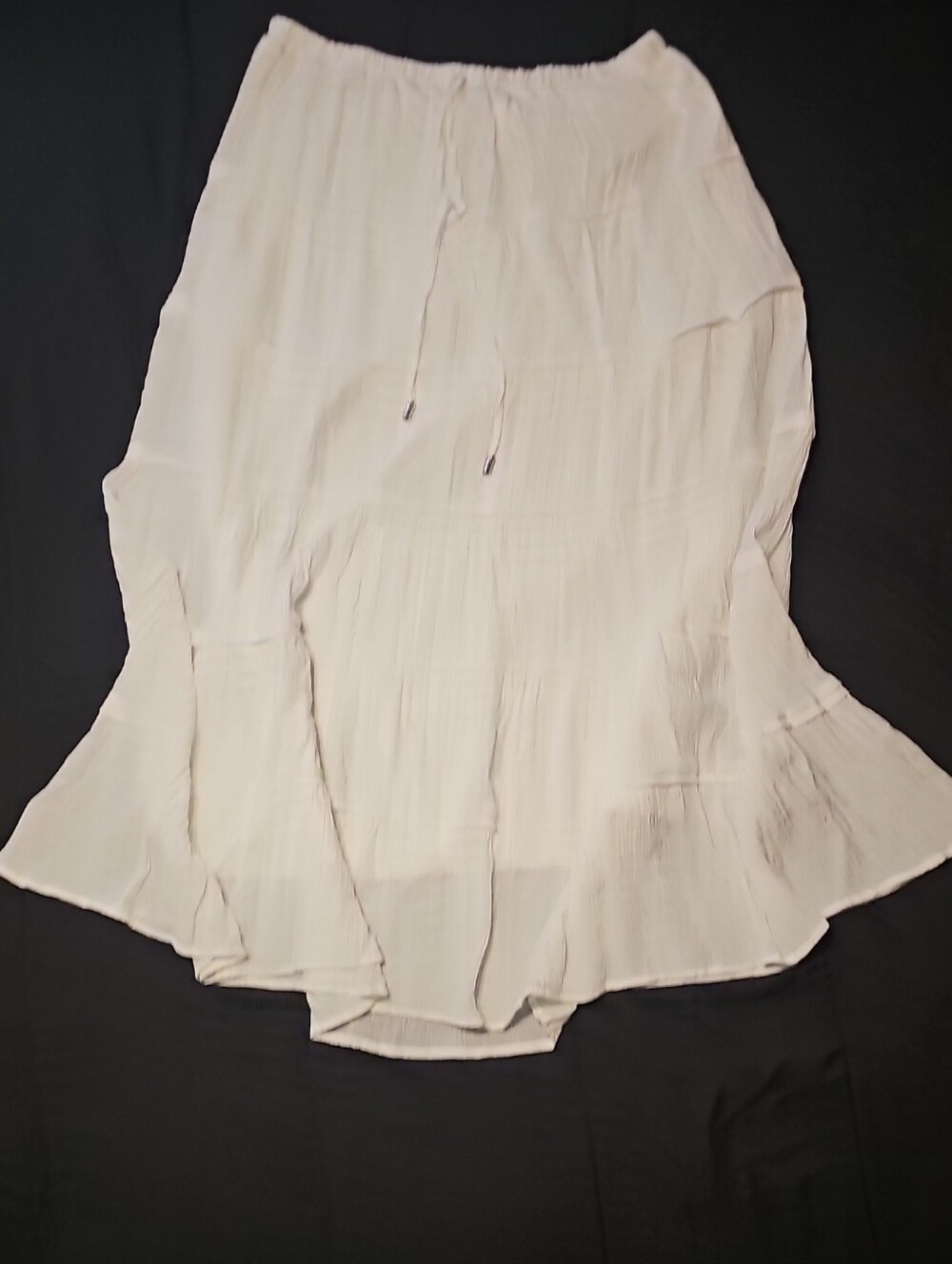 Women's White Tiered Maxi Skirt